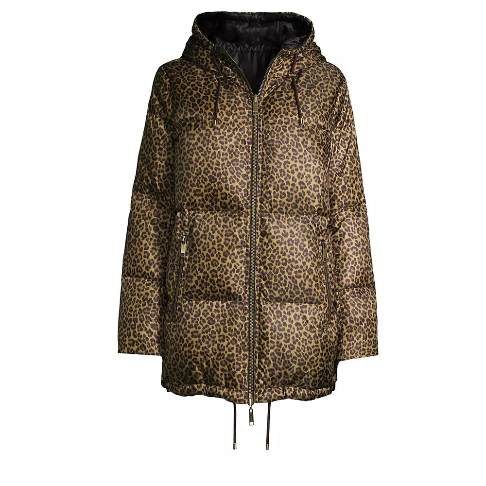 MICHAEL Michael Kors Reversible Cheetah Print Puffer Coat - Picture 1 of 9